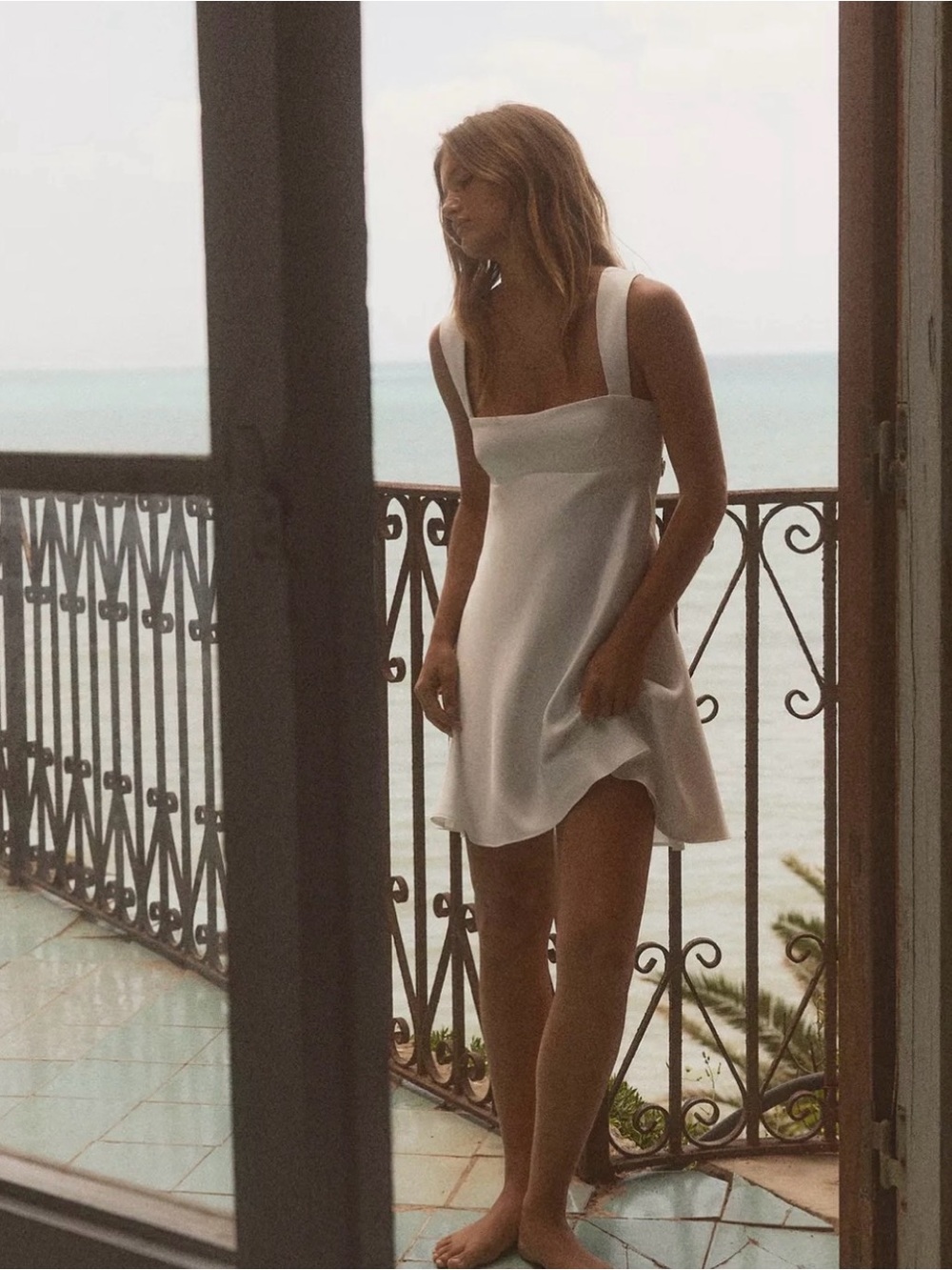 ZARA White Heavy Satin Bow Back Mini Dress